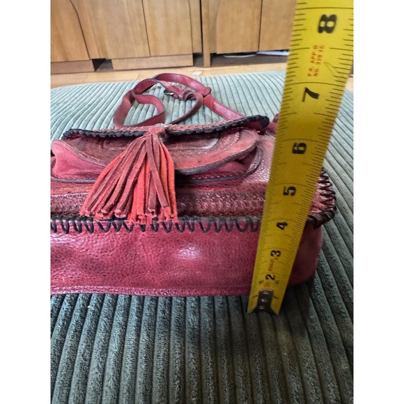 Patricia Nash Leather Crossbody‎ Embossed Bag Red Purse Handbag with Tassel Boho - Picture 10 of 15